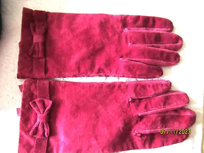 Accessorize Suede Leather Gloves - Size M - Deep Pink • £3.10