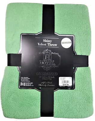 Shiny Velvet Throw Blanket Oversized Green 60”x70” MicroPlush Fleece Polyester • $15.16