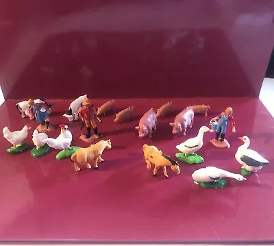 Lot Of Vintage Farm Miniatures People And Animals Pigs Horse Cow Chicken Geese  • $13.27