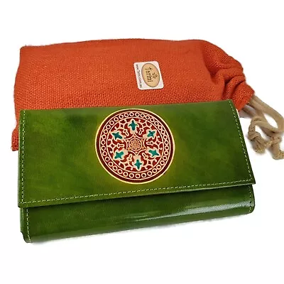 Women Wallets Genuine Leather Hand Painted Mandala Twin Sided Wallet By Tarini • $65