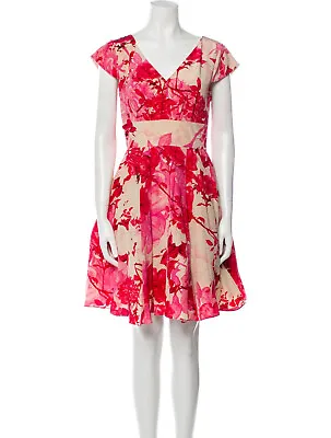 TED BAKER Floral Etchings Print Fit&flare Pleat Full Skirt Dress Vintage Tea 1 8 • £119.99