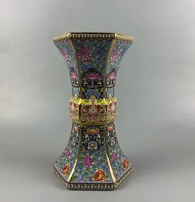 Qianlong Imperial Enamel Colored Hexagonal Vase Flower Gu Antique Porcelain • $44.97