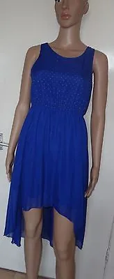 Madam Rage Royal Blue Dip Hem/mullet Sleeveless Dress Size 8 Bnwt Rrp £28 • $15.56