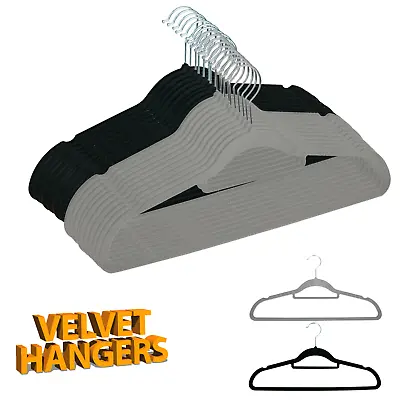 Coat Clothes Clothing Hangers Velvet Velour Non Slip Flocked Trouser Hangers New • £34.95