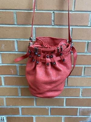 $299 • Buy ALEXANDER WANG * Diego Large Pebble Leather Studded Bucket Bag Red Designer EUC