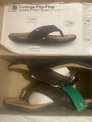 Karrimor Lounge Flip-Flop Water Shoe Leather Dynagrip Sz 9 Brown  Sandal FF Sn94 • £35