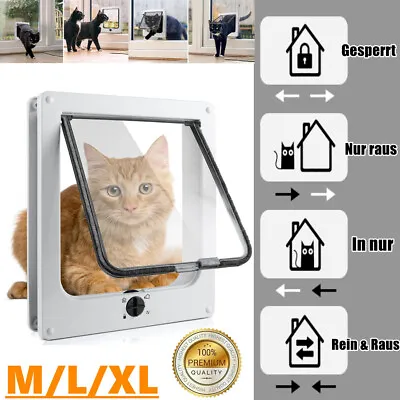 Pet Door 4 Way Locking Medium Large Extra Large Dog Cat Flap Magnetic Door Frame • £15.59