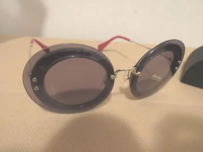 New Miu Miu Smu10r Grey/red Glitter Shade Sunglasses Made In Italy • $129.99