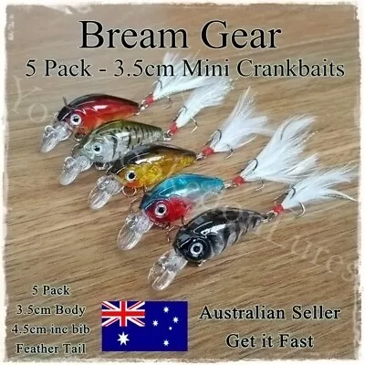 $10.45 • Buy 5 Bream & Trout Fishing Lures Yellowbelly Redfin, Flathead Salmon, Whiting 3.5cm