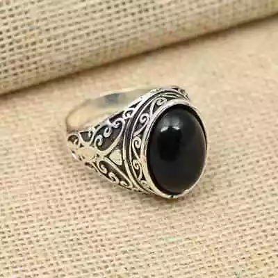 Solid 925 Sterling Silver Black Onyx Gemstone Handmade Men's Ring All Size R474 • $17.84