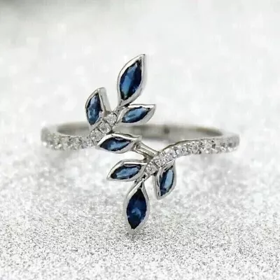 2CT Marquise Cut LabCreated Sapphire Engagement Women Ring 14K White Gold Plated • $90.71