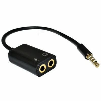 £3.49 • Buy 3.5mm Headphone Splitter Jack Male To 2 Dual Female Cable Lead Audio Y-SPLITTER