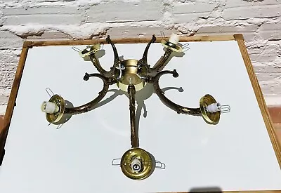 $100 • Buy 5 Antique Brass Chandelier ARMS W/ Wireway, Parts Restore Repair, Vintage