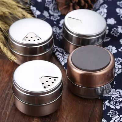 1pc Magnetic Spice Jars Stainless Steel Camping Condiment Containers Holder Tins • $6.06