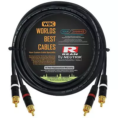 18 Foot - RCA Cable Pair Custom Made Made Using Van Damme Pro Grade Classic X... • $90.48