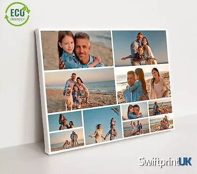 Canvas Print Collage Personalised Your Photos Pictures Eco Friendly Ink • £21.99