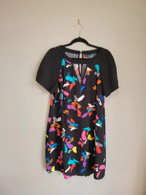 $15 • Buy City Chic Dress Size Small Black With Abstract Colour Aline Cut Out Front
