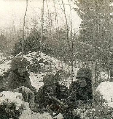 **BEST! Helmeted Wehrmacht Soldiers W/ MG-34 Machine Gun In Winter Woods!!!** • $16.50