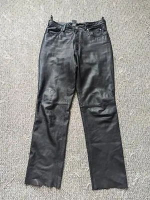 Vintage HARLEY DAVIDSON Leather Pants 32x34 Jean Fit MOTORCYCLE Black • $159.95