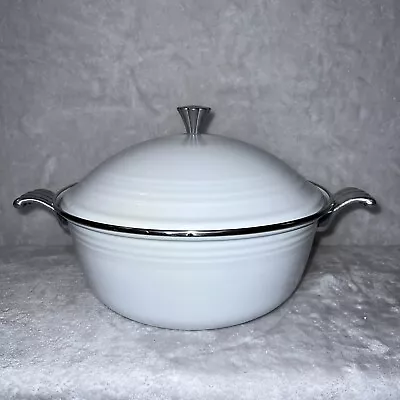 Vintage White FIESTA Homer Laughlin/Metro 12  DUTCH OVEN 7 Quart Enamel On Steel • $55