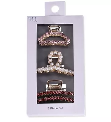 Time And Tru Women's Embellished Metal Claw Hair Clip 3-Pack BLING! • $5.99