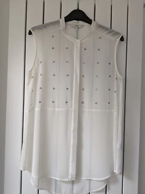 £4 • Buy Next Ladies Sheer Sleeveless Ivory Embellished Blouse UK10 VGUC