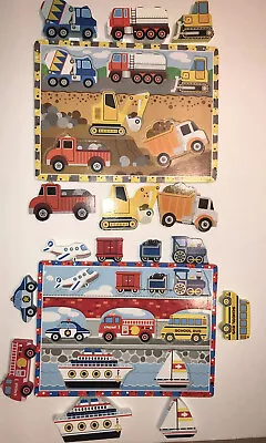 Lot Of 2 Melissa And Doug Chunky Puzzles Construction Transportation • $16.49
