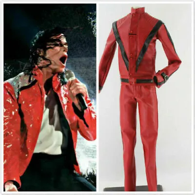 Michael Jackson Red Thriller Leather Coat Cosplay Costume Jacket Full Set Pants/ • $59.20