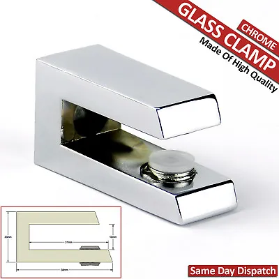 1 ADJUSTABLE SHELF SUPPORT GLASS CLAMP BRACKET RACK CHROME MIRROR RACK 6 To 10mm • £4.99