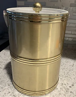 $20 • Buy Georges Briard 5 Qt Ice Bucket Satin Gold Vinyl With Lucite Handle