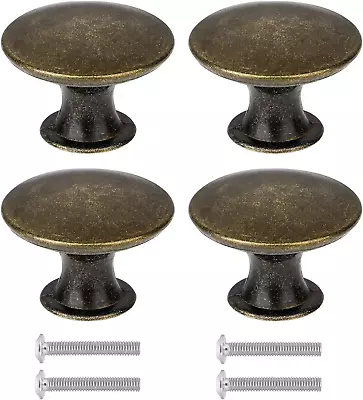 8Pcs Antique Brass Knobs Round Drawer Knob Pulls Drawer Dresser Knobs With Screw • $23.99