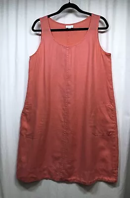 J Jill Love Linen Sleeveless Tunic Tank Orange Coastal Beach Dress Size Medium • $19.95