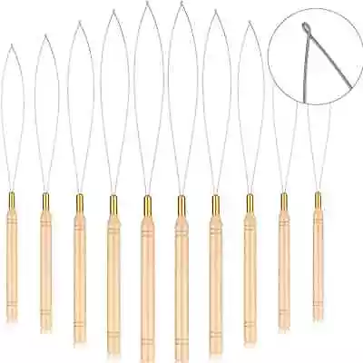 Nano Rings Micro Bead Loop Pulling Hook Tool Threader For Hair Extensions 3/5/10 • £3.29