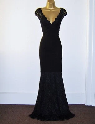 £39.99 • Buy Lipsy Beautiful Black Bandage Lace Design Evening Party Maxi Dress Size 12