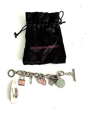 Victoria's Secret Charm Bracelet  Heart Shopping Bag Key Lock Charms  NEW RARE • $28.99