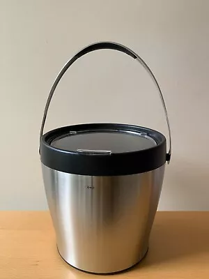 OXO Ice Bucket Brushed Stainless Steel Double Wall Insulated Barware Flip-top • £16.50