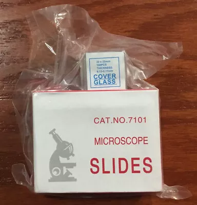 Microscope Slides Cat. No. 7101 Clear Glass 1  X 3  Box Sealed 50 W/ Cover Glass • $6.45