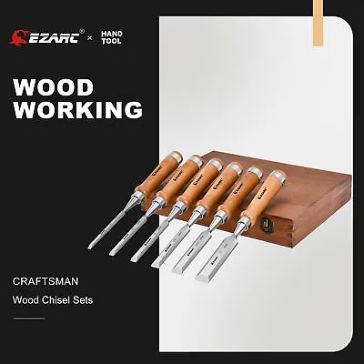 6PC EZARC Wood Chisel Tool Sets Woodworking Carving Chisel Kit Craftsman Gift • $120.99