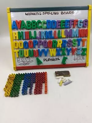 Vintage Magnetic Playskool Spelling Peg Tri-Side Chalk Board W/ Letters & Pegs • $39.99