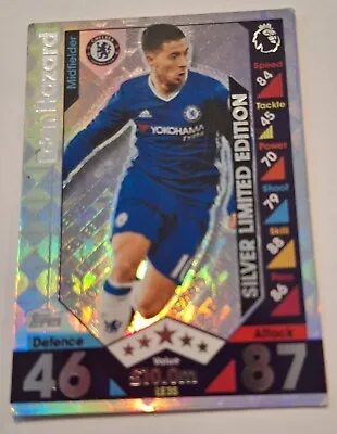 Match Attax Extra 2016 2017  LE3S Eden Hazard Silver Limited Edition Foil Card • £3.45