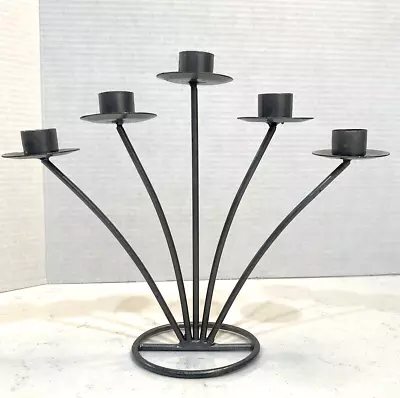 Vintage Danish Mid Century Modern Metal Candelabra 5 Candle Holder • $18