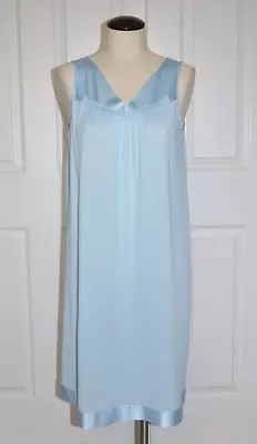 Vanity Fair Vintage Women's S Blue Sleeveless Nylon Nightgown Knee Length • $16.99