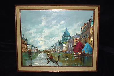 $149.99 • Buy Vintage Signed GIRCHI ? Venice Waterway Gondola Painting Oil On Board