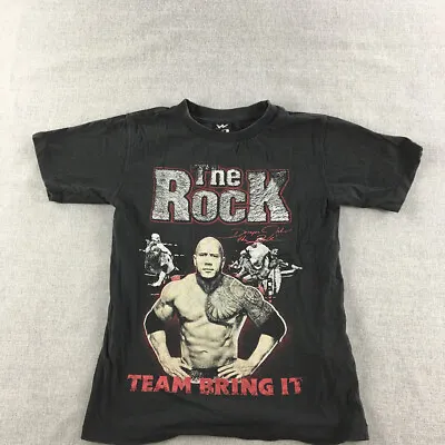 The Rock WWE Kids Boys T-Shirt Size 8 Black Short Sleeve Licensed Wrestling Top • $13.98