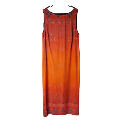 Vintage Carole Little II Sleeveless Maxi Dress Orange W/ Rhinestone Plus Size 1X • $40