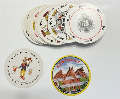 Vintage Kentucky Souvenir Round Playing Cards Missing 1 Joker Blue Grass State • $5