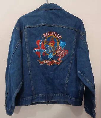 Denim Jacket Vintage Nashville Music City USA Cowden Sz L US Made 100% Cotton • $16.19