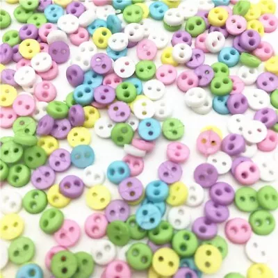 500Pcs Tiny Resin Round Buttons Mini Pastel Mixed Sewing Doll Clothes Toy • $10.99