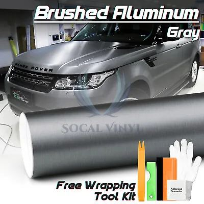 Premium Brushed Aluminum Gray Steel Vinyl Wrap Sticker Film Decal Air Release • $8.88