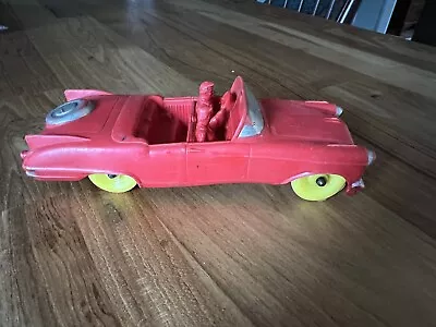 Vintage Rubber 1958 Cadillac Convertible Red - Auburn Rubber Co. Toys #526 • $15.50